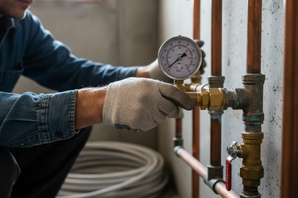 Pressure testing a repaired line during Water Line Repair in Ozark